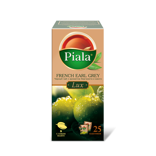 Чай Пиала Lux черный с ароматом бергамота и манго, 25 пакетиков